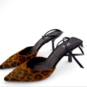 ZARA Animal Print Leather High Heeled Shoes